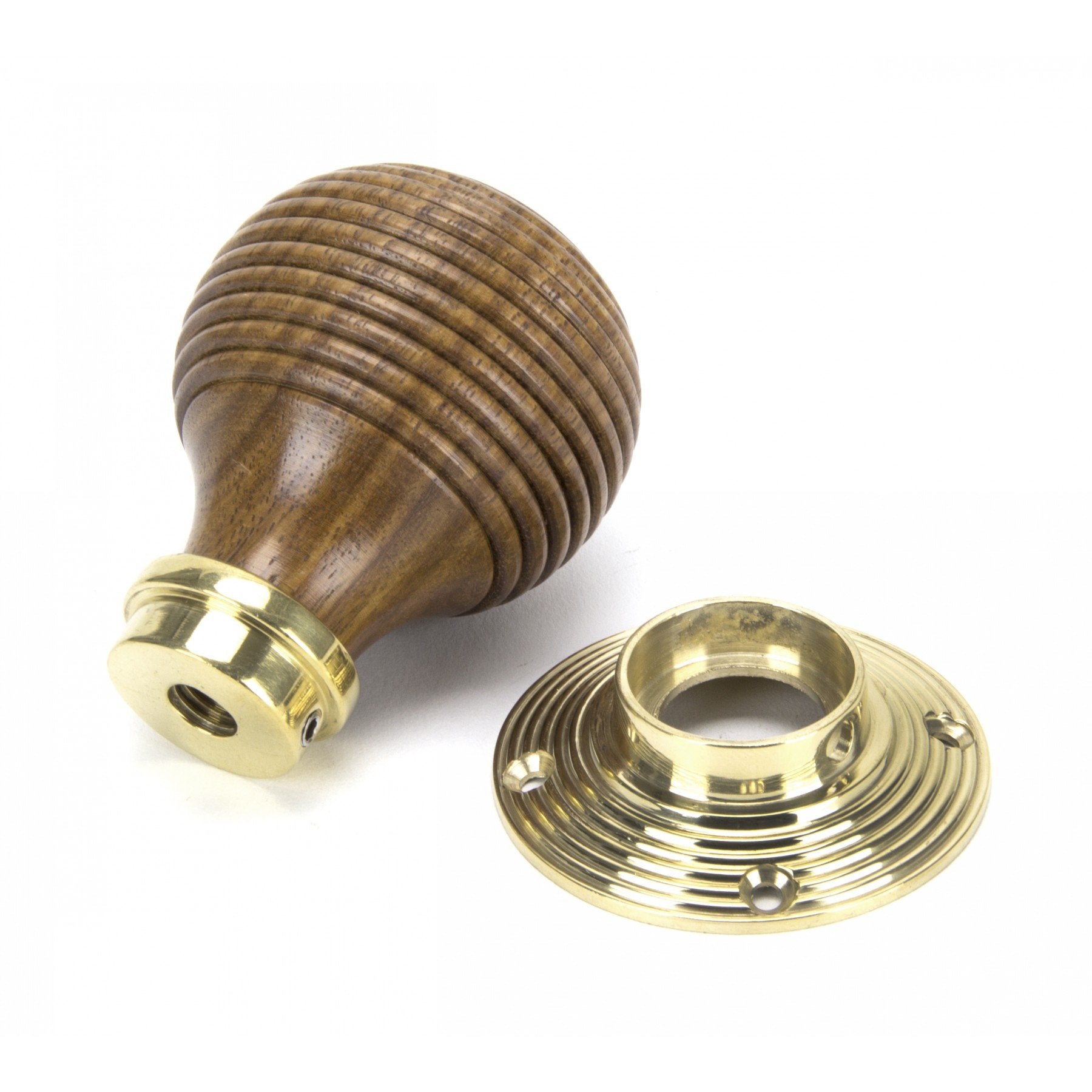 From the Anvil Rosewood & Polished Brass Beehive Mortice/Rim Knob Set