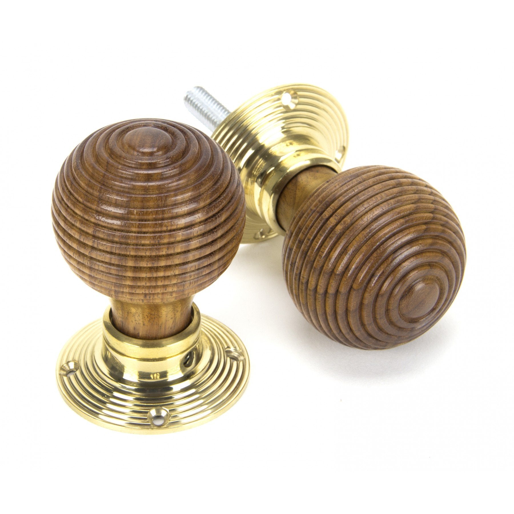 From the Anvil Rosewood & Polished Brass Beehive Mortice/Rim Knob Set - No.42 Interiors