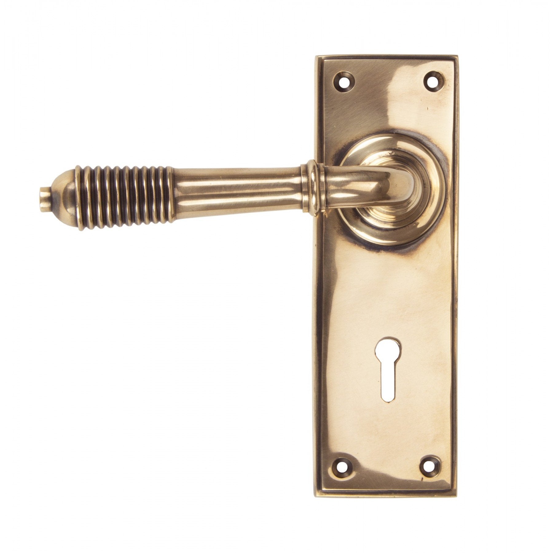 From The Anvil Polished Bronze Reeded Lever Lock Set - No.42 Interiors