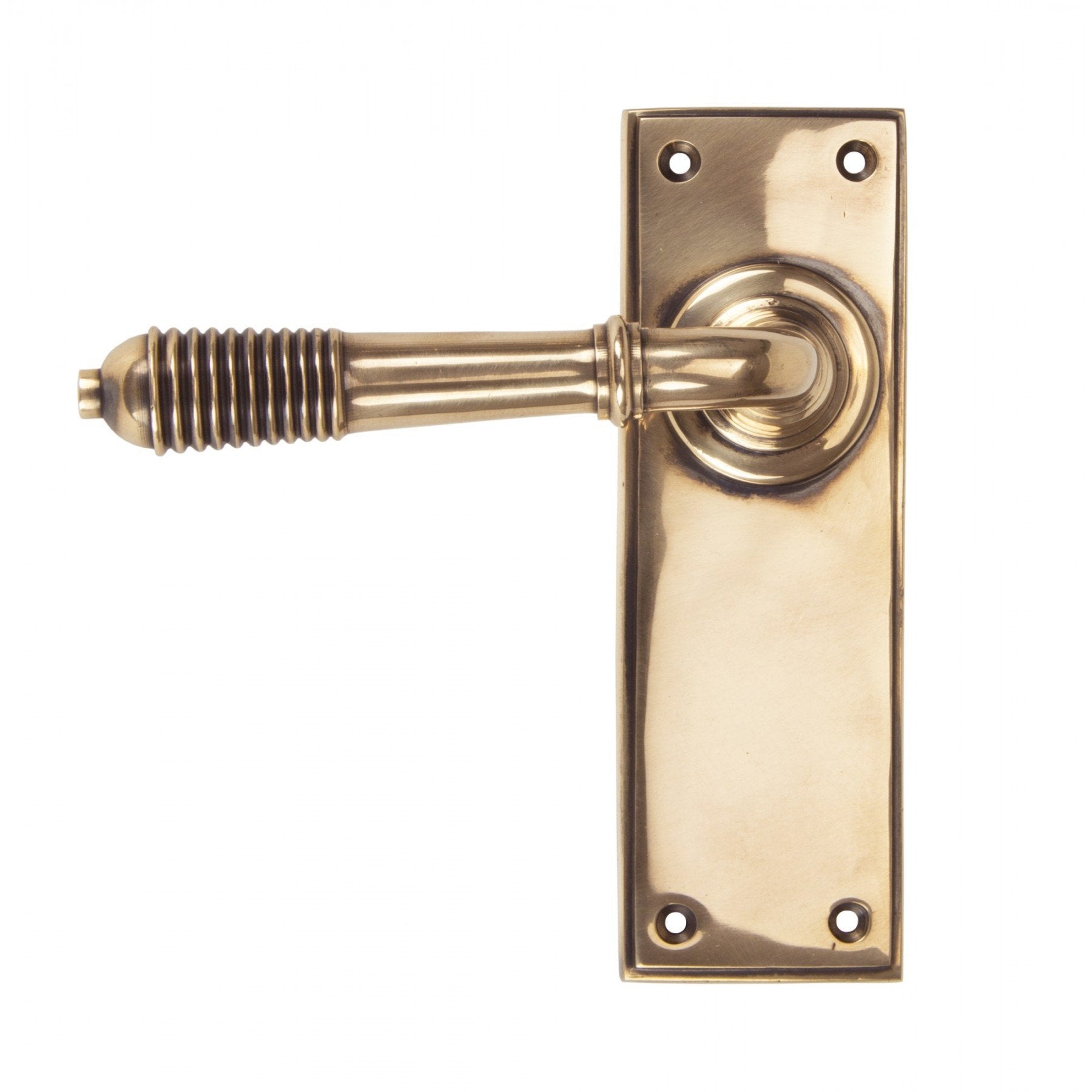 From The Anvil Polished Bronze Reeded Lever Latch Set