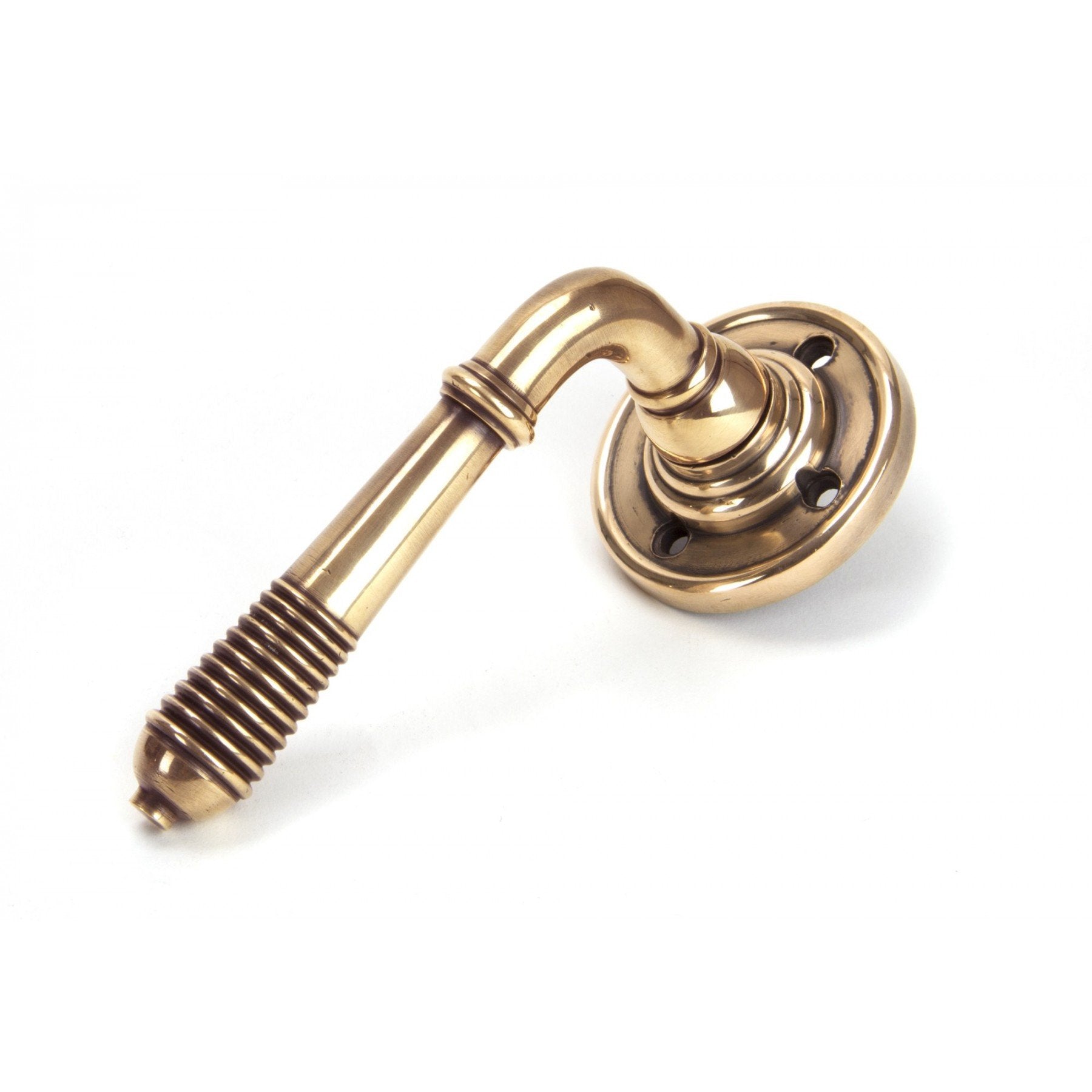 From The Anvil Polished Bronze Reeded Lever on Rose Set - No.42 Interiors