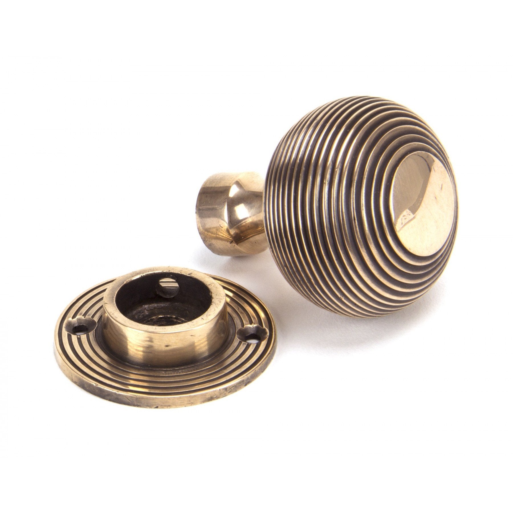 From The Anvil Polished Bronze Heavy Beehive Mortice/Rim Knob Set