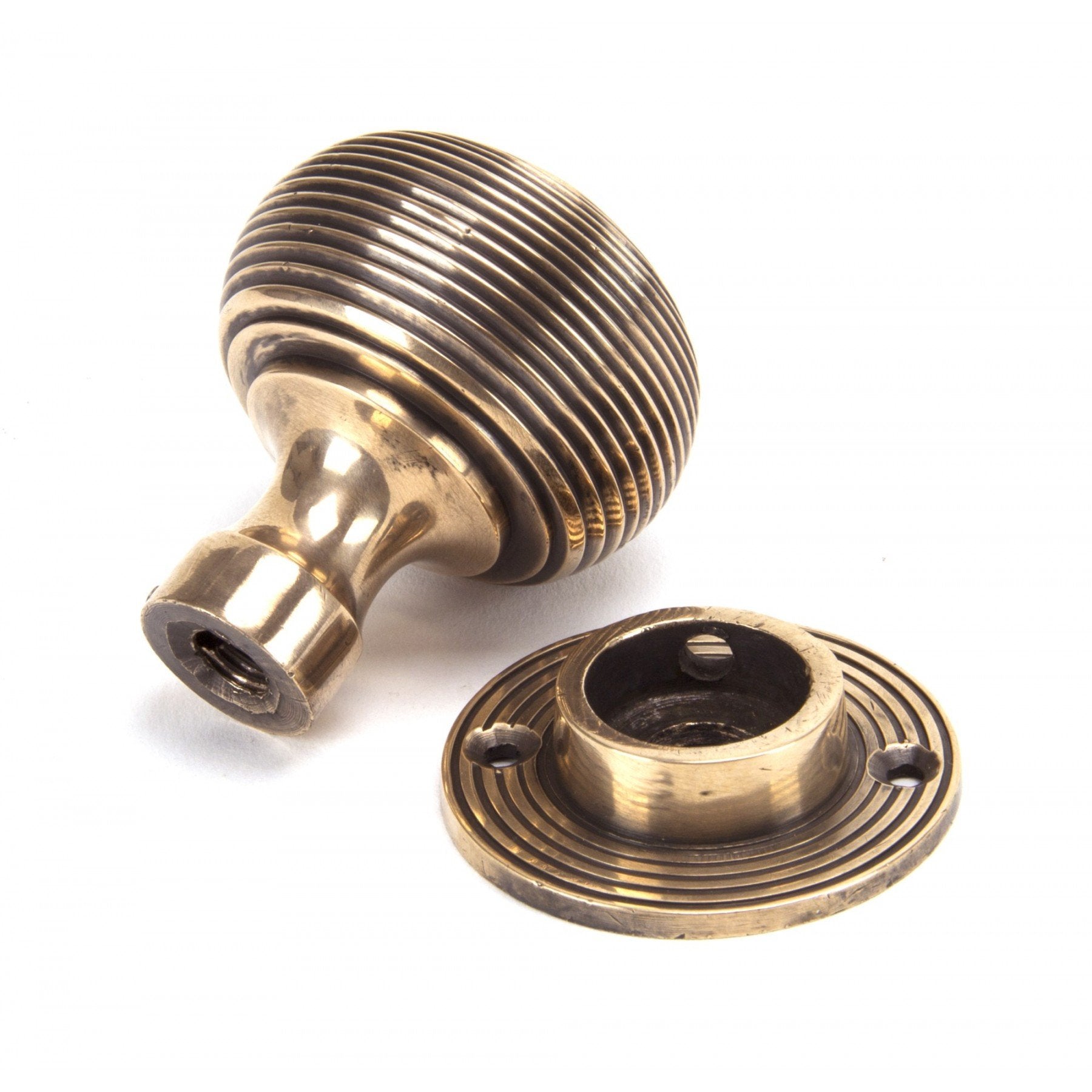 From The Anvil Polished Bronze Heavy Beehive Mortice/Rim Knob Set