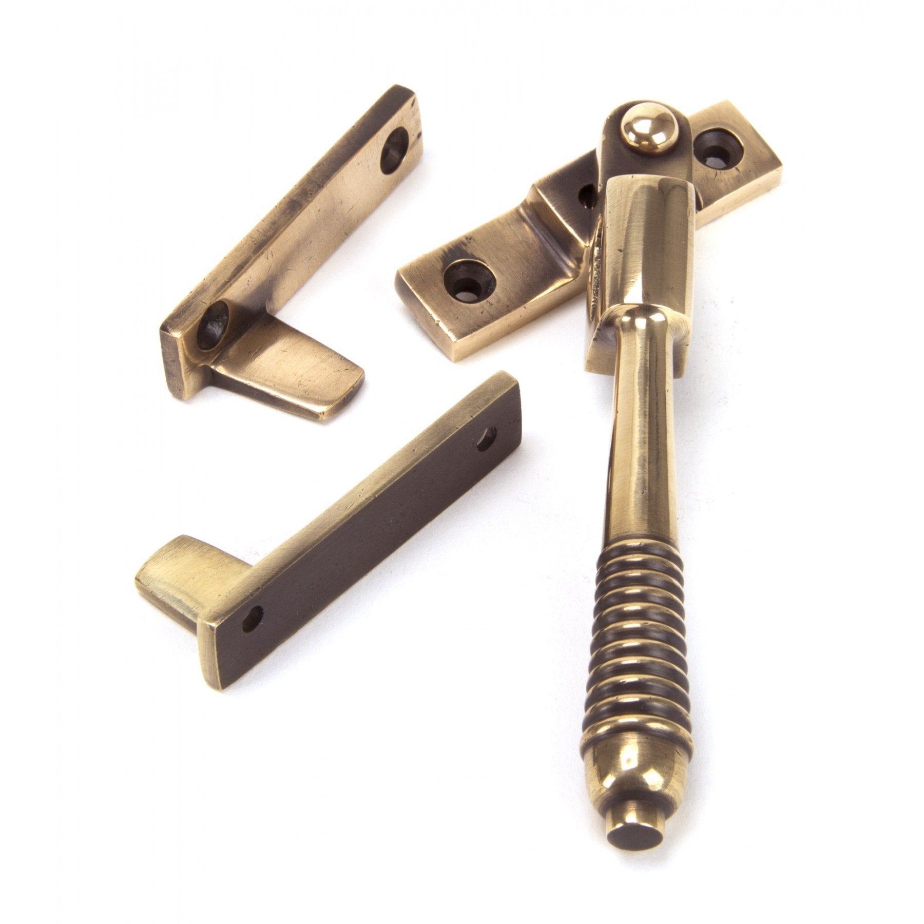 From The Anvil Polished Bronze Night Vent Reeded Fastener - Locking