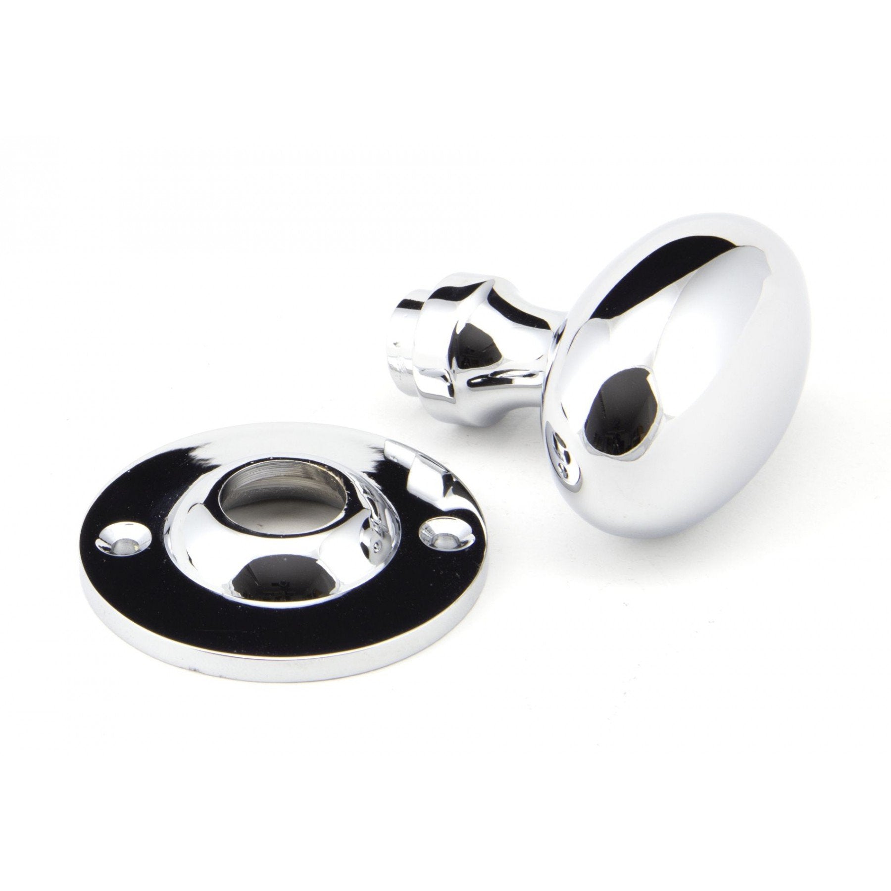 From The Anvil Polished Chrome Oval Mortice/Rim Knob Set