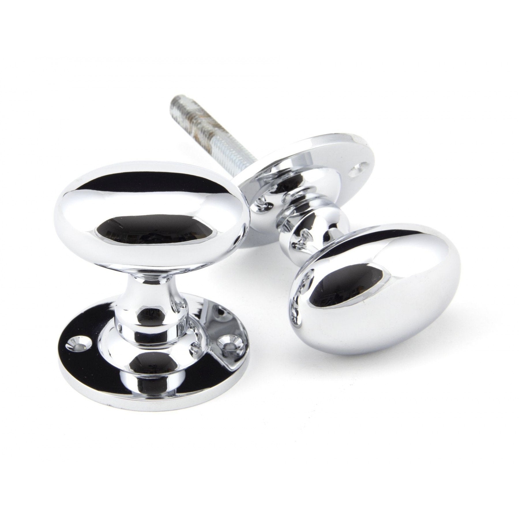 From The Anvil Polished Chrome Oval Mortice/Rim Knob Set - No.42 Interiors