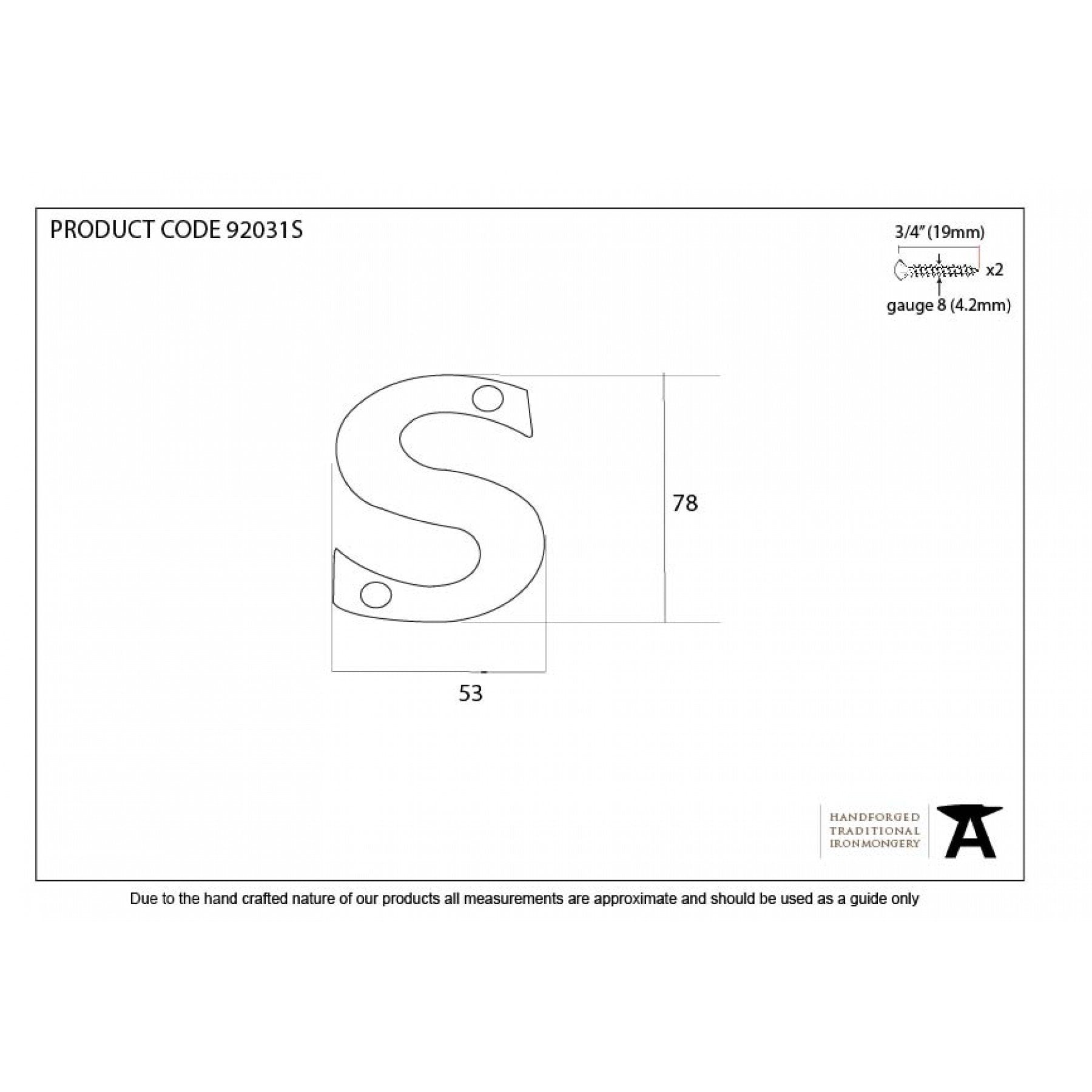 From The Anvil Polished Bronze Letter S - No.42 Interiors