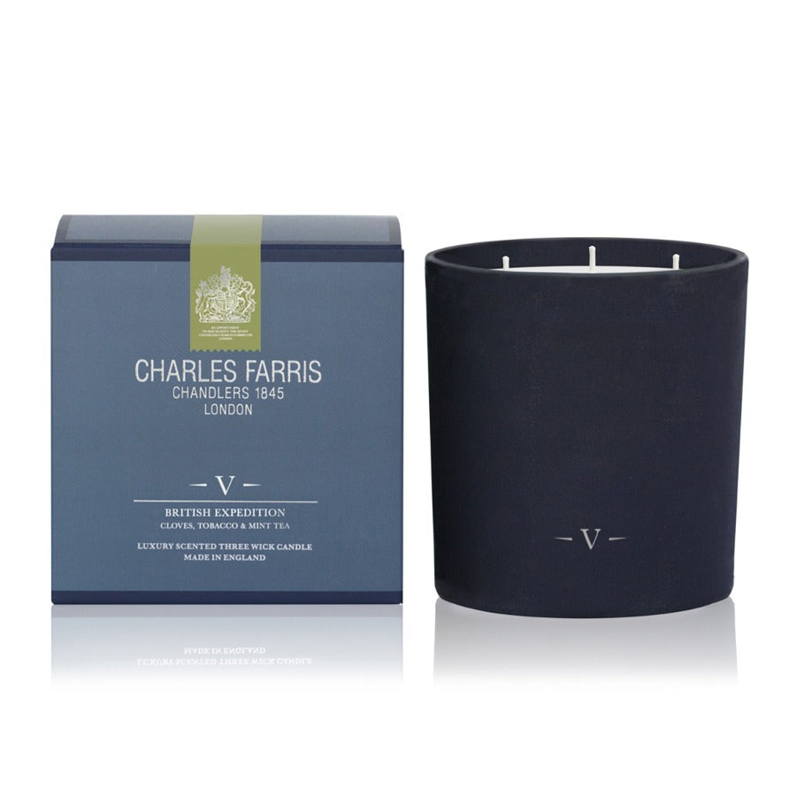Charles Farris British Expedition 3 Wick Scented Candle | Cloves, Tobacco & Mint Tea