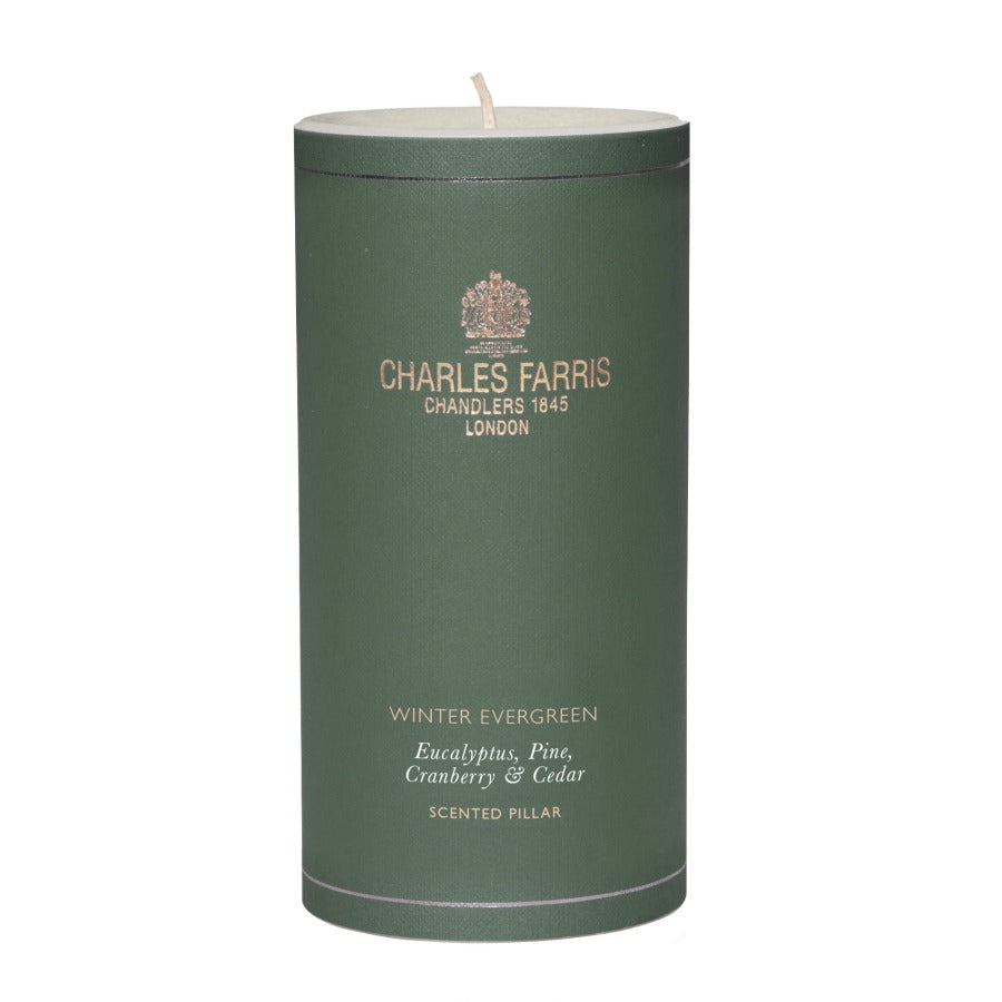 Charles Farris Winter Evergreen Scented Pillar | Eucalyptus, Pine, Cranberry & Cedar