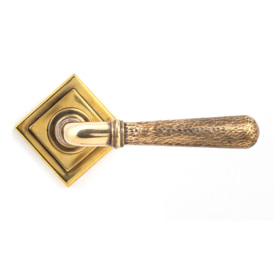 From the Anvil Aged Brass Hammered Newbury Lever on Rose Set (Square)