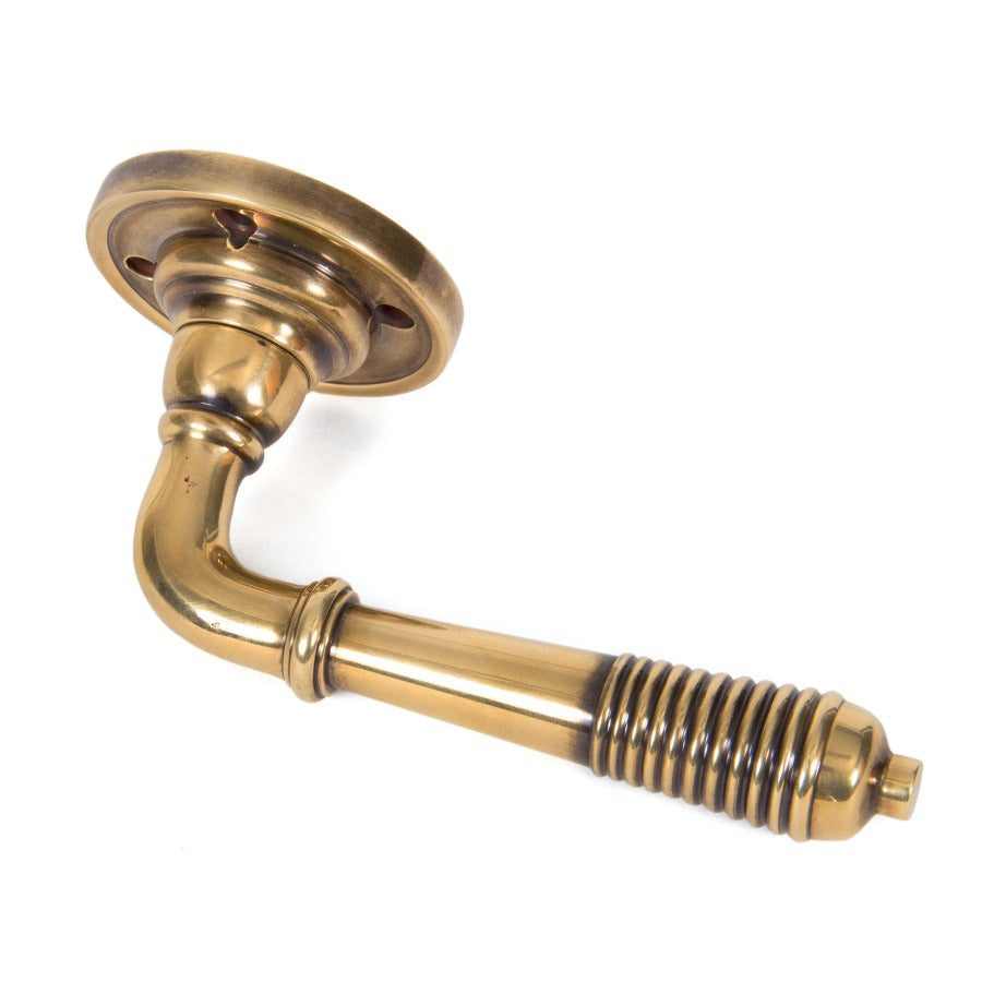 From the Anvil Aged Brass Reeded Lever on Rose Set - Unsprung