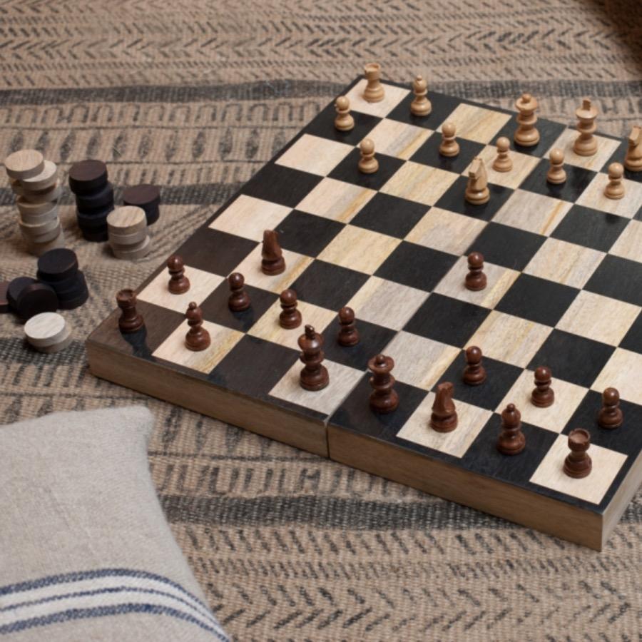 Nkuku - Mango Wood Chess & Draughts