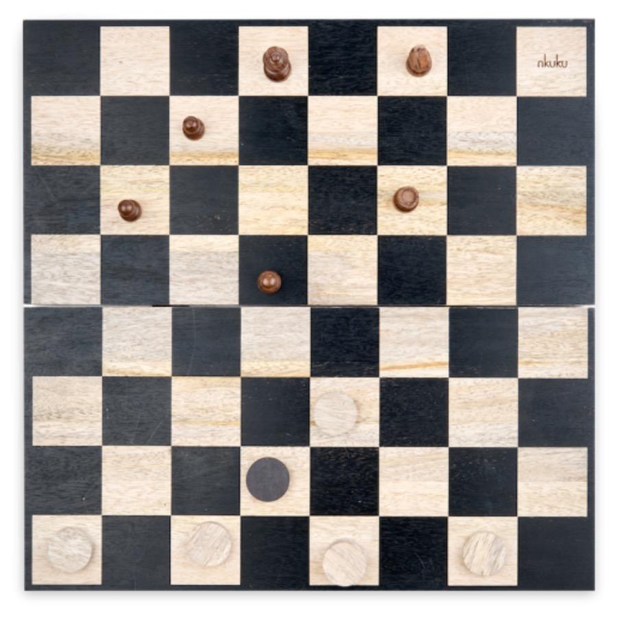 Nkuku - Mango Wood Chess & Draughts