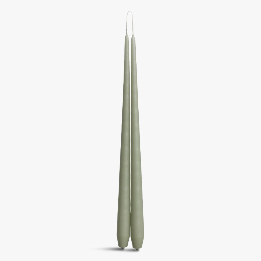 Charles Farris Pair of Tapered Dinner Candles in Green Chalk