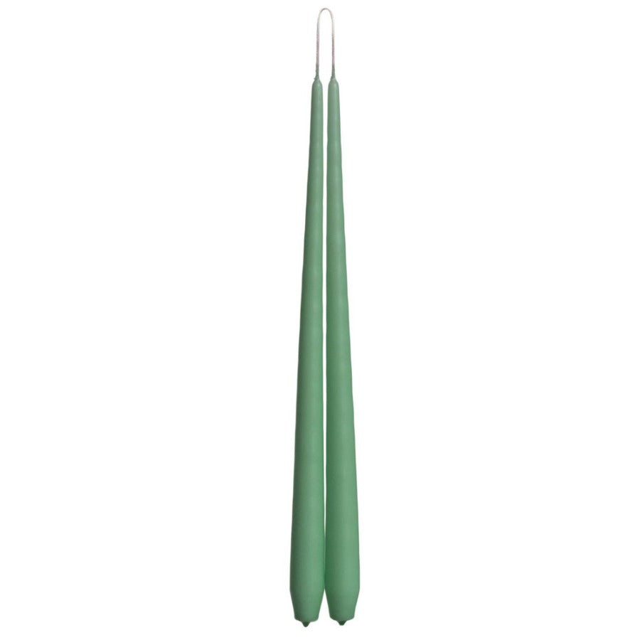 Charles Farris Pair of Tapered Dinner Candles in Earth Green