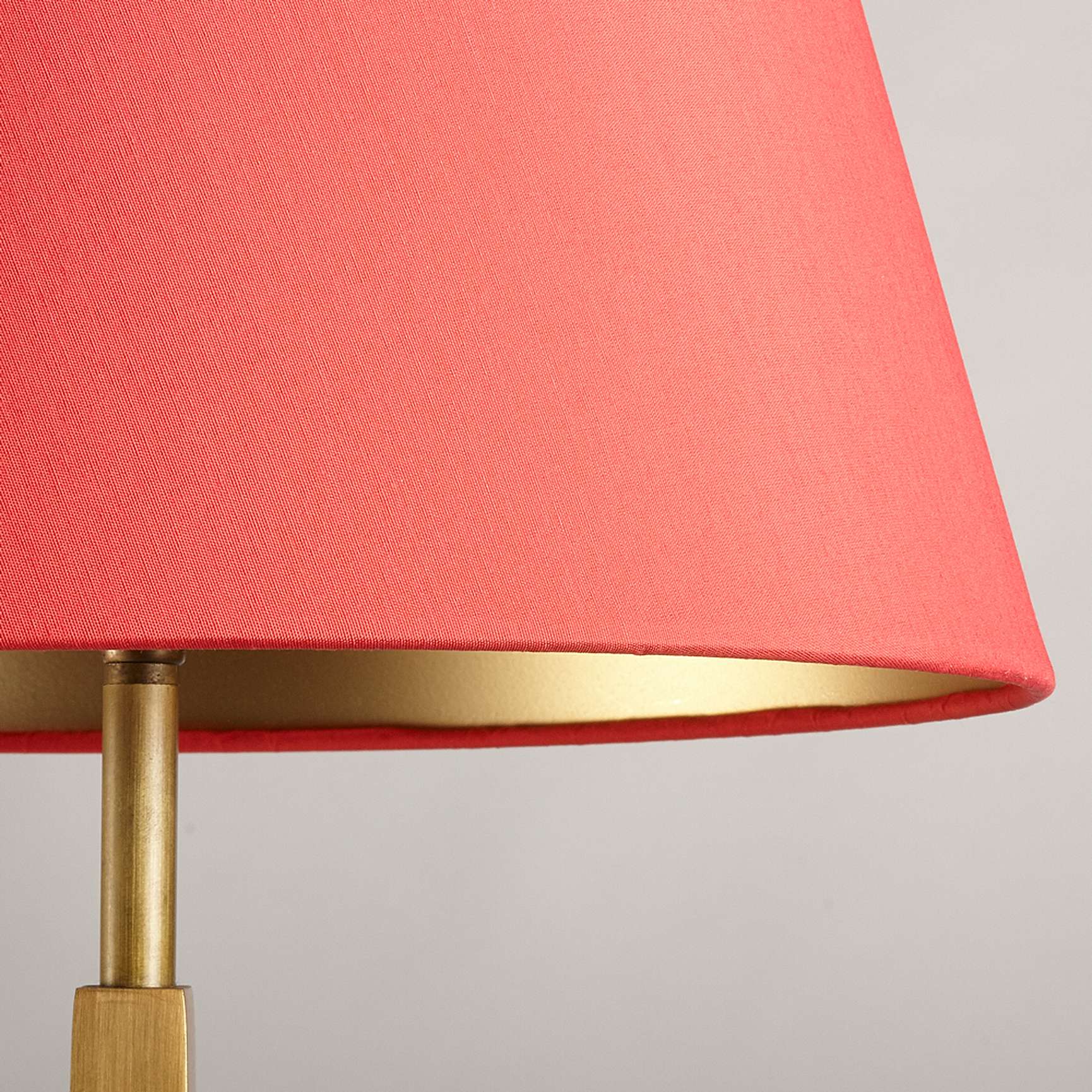 35cm Straight Empire shade in red silk with Glasgow gold interior