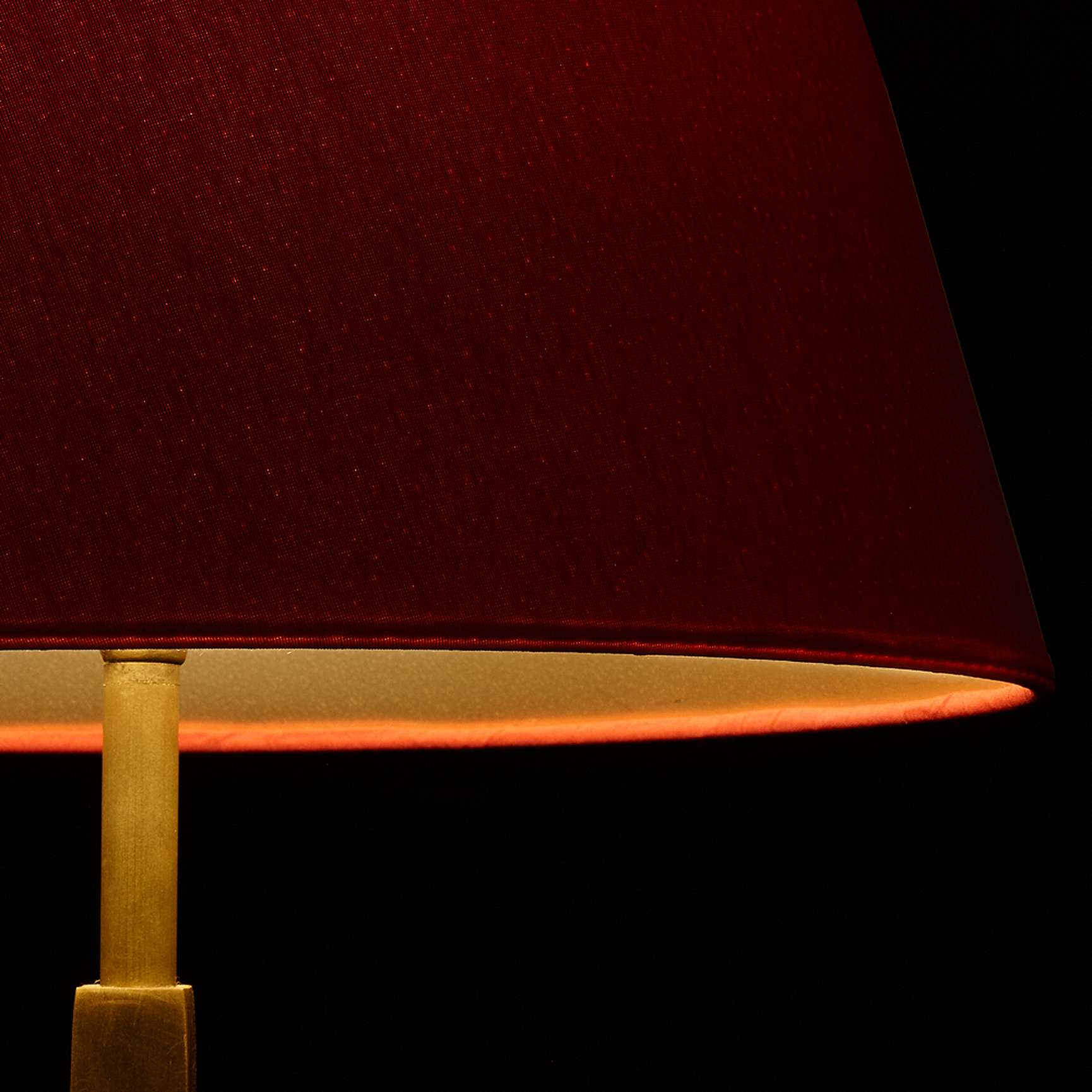 35cm Straight Empire shade in red silk with Glasgow gold interior
